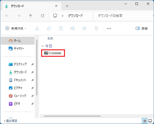 ダウンロードしたファイルが表示